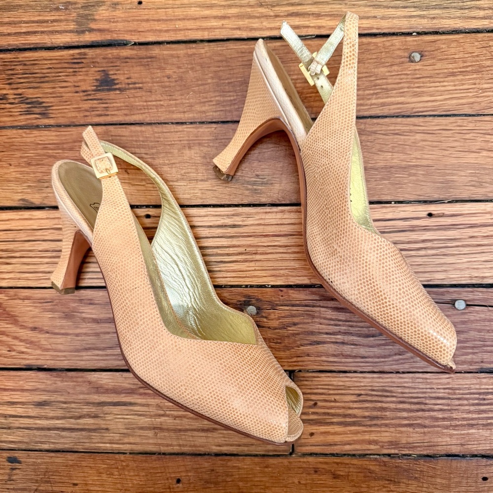 Vintage Bruno Magli Peep-Toe Slingback Heels